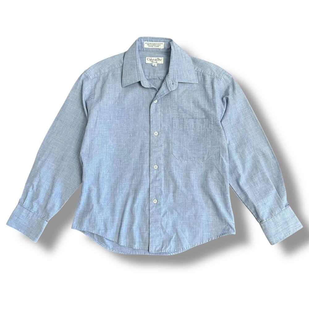 Vintage Christian Dior Chemise Kids Shirt Size 10 Blue Button Up Macau Made‎
